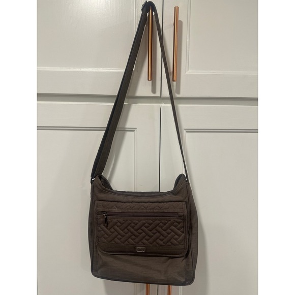 lug Handbags - Lug Hopscotch Crossbody Bag Brown Quilted Zip Pocket Adjustable Strap